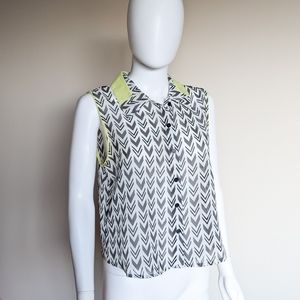 Chevron Button Up Collared Tank Top